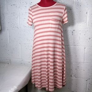 LuLaRoe Carly XXS Pink Striped Swing Dress